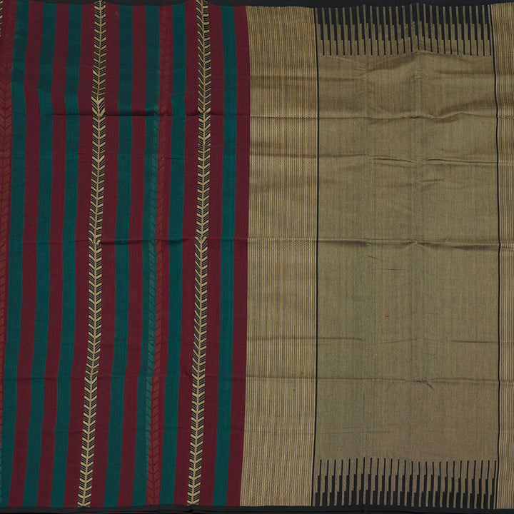 Hayagrivas Handloom Pure Cotton Saree in Unique Teal Green with Dark Maroon KBE97D7-4