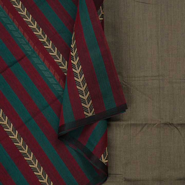 Hayagrivas Handloom Pure Cotton Saree in Unique Teal Green with Dark Maroon KBE97D7-4
