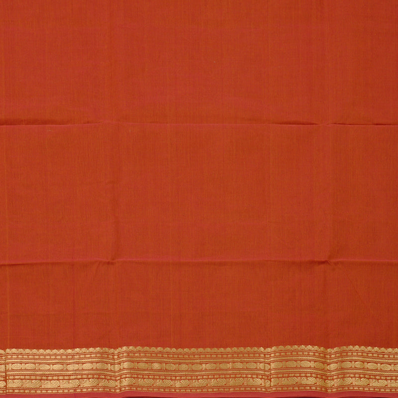 Hayagrivas Handloom Pure Cotton Saree in Vibrant Rust Orange KBE97D8-4
