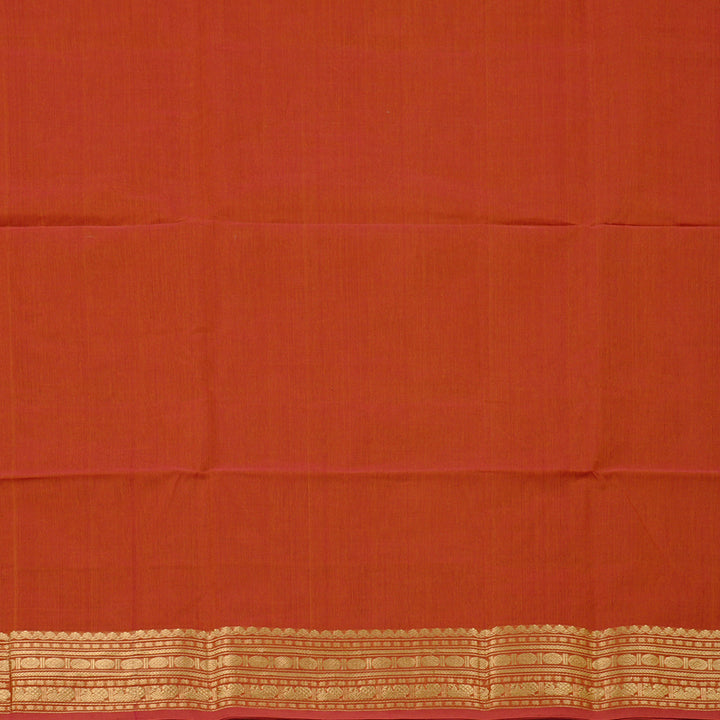 Hayagrivas Handloom Pure Cotton Saree in Vibrant Rust Orange KBE97D8-4