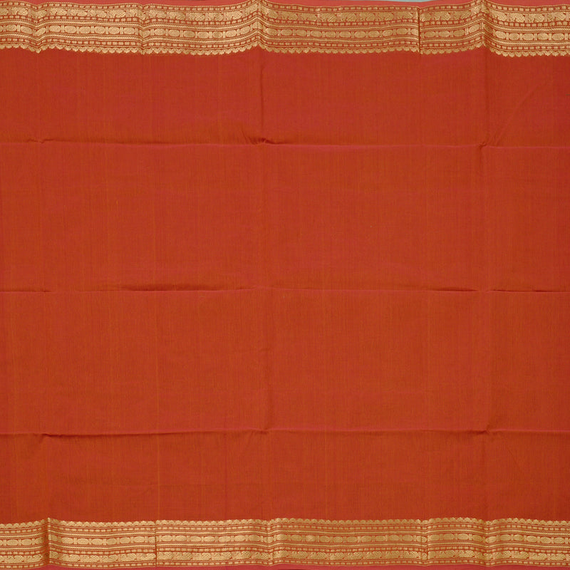 Hayagrivas Handloom Pure Cotton Saree in Vibrant Rust Orange KBE97D8-4