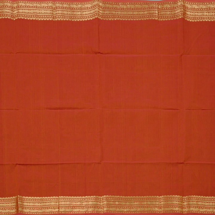 Hayagrivas Handloom Pure Cotton Saree in Vibrant Rust Orange KBE97D8-4