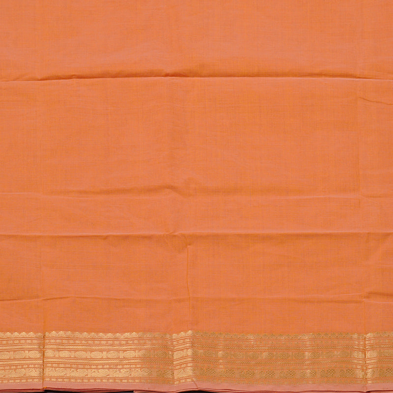Hayagrivas Handloom Pure Cotton Saree in Charmign Peach Orange KBE97D8-6