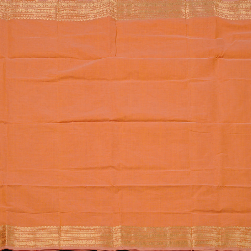 Hayagrivas Handloom Pure Cotton Saree in Charmign Peach Orange KBE97D8-6