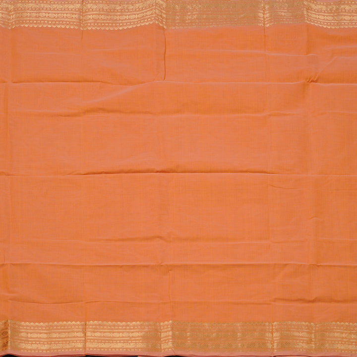 Hayagrivas Handloom Pure Cotton Saree in Charmign Peach Orange KBE97D8-6