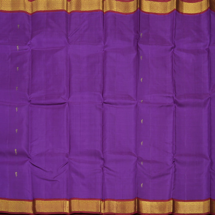 Hayagrivas Handloom Deep Violet Kanjivaram Silk Saree with Maroon Border KBE980I5-1