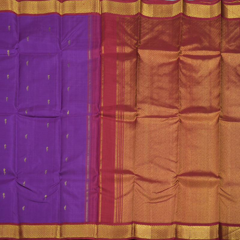 Hayagrivas Handloom Deep Violet Kanjivaram Silk Saree with Maroon Border KBE980I5-1