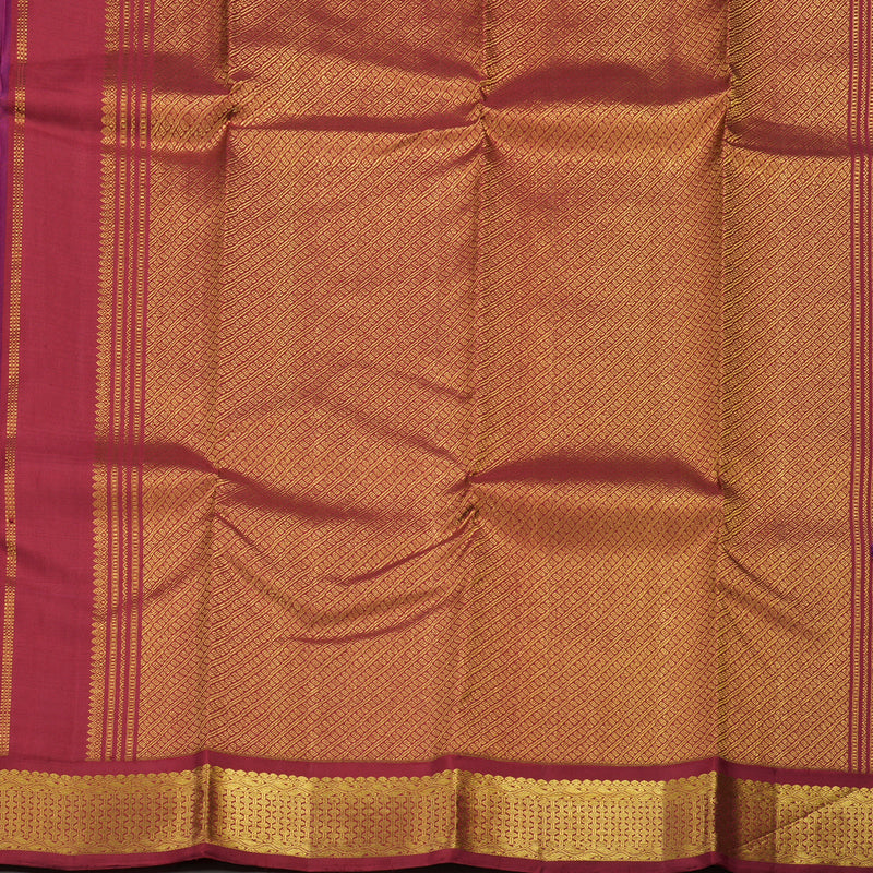 Hayagrivas Handloom Deep Violet Kanjivaram Silk Saree with Maroon Border KBE980I5-1