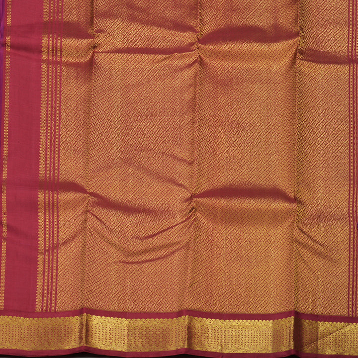 Hayagrivas Handloom Deep Violet Kanjivaram Silk Saree with Maroon Border KBE980I5-1