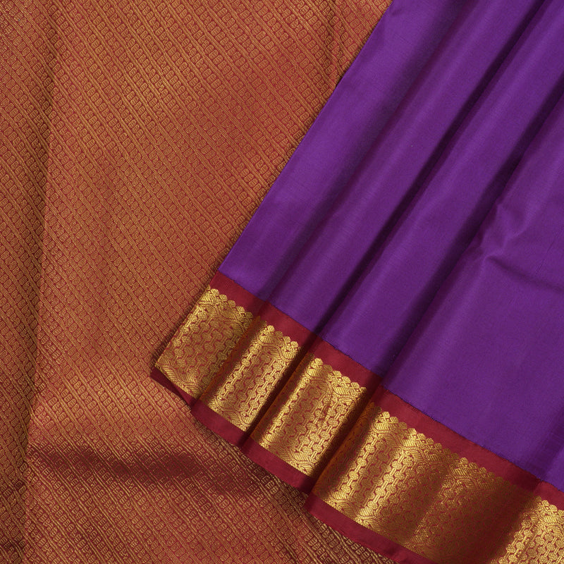Hayagrivas Handloom Deep Violet Kanjivaram Silk Saree with Maroon Border KBE980I5-1