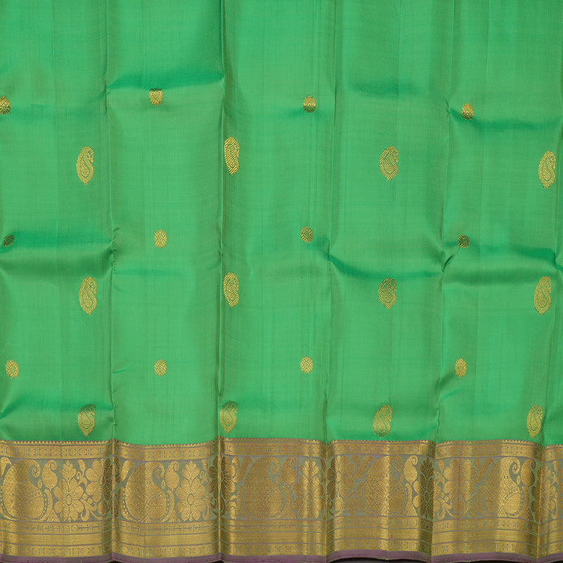 Hayagrivas Green Pattu Pavadai with Purple contrast KBE981I1-1