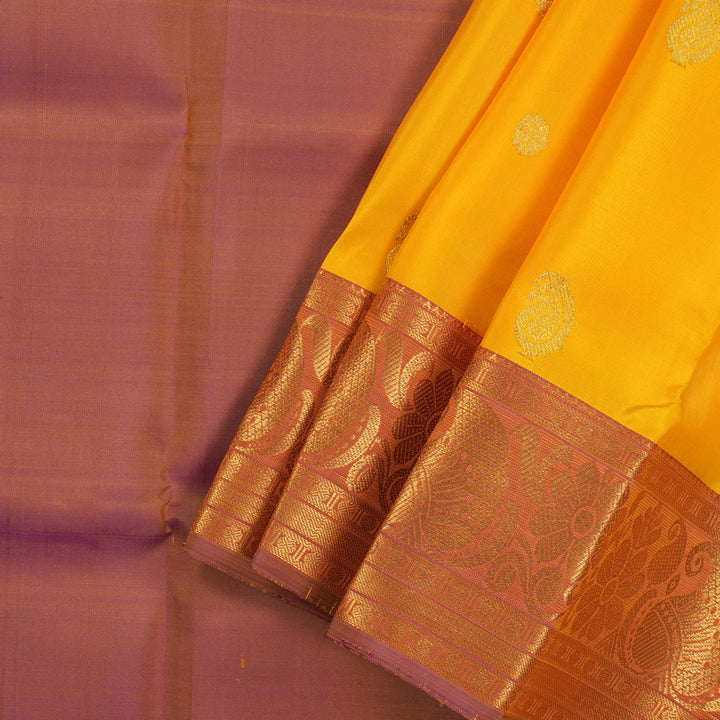 Hayagrivas Mango Yellow Pattu Pavadai with Dual Toned Pink contrast KBE981I1-3