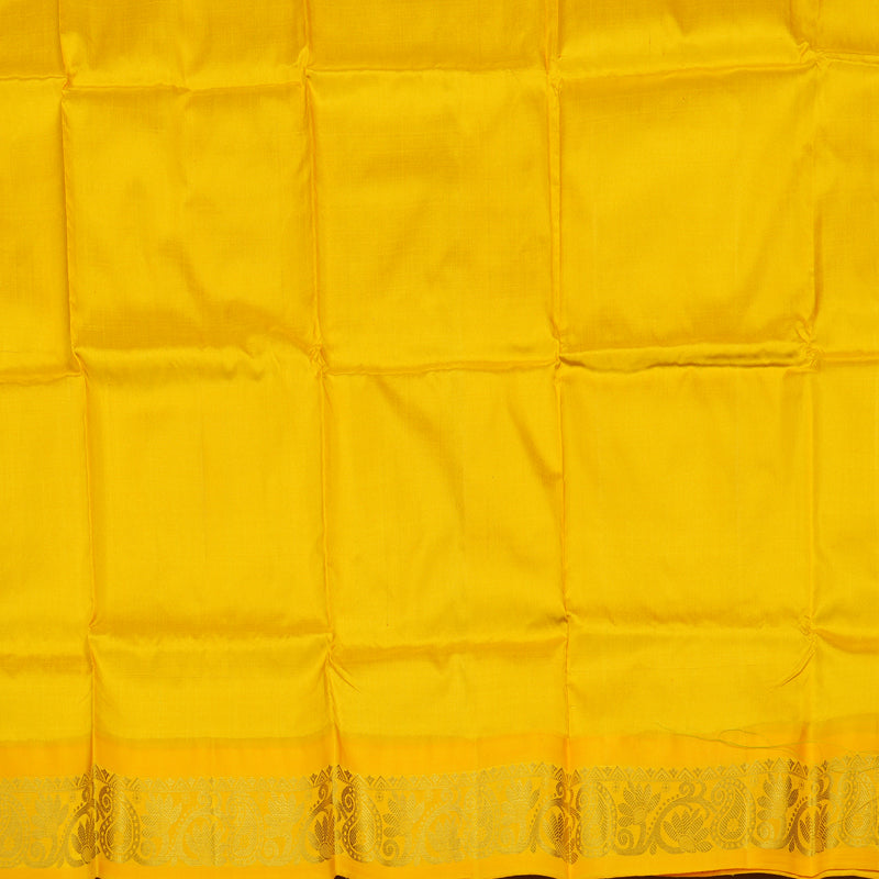 Hayagrivas Mehandi Green Kanjivaram Pattu Pavadai with Bright Yellow border KBE981I4-8
