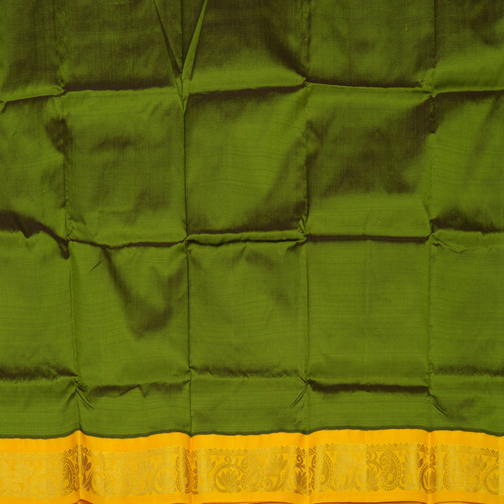 Hayagrivas Mehandi Green Kanjivaram Pattu Pavadai with Bright Yellow border KBE981I4-8
