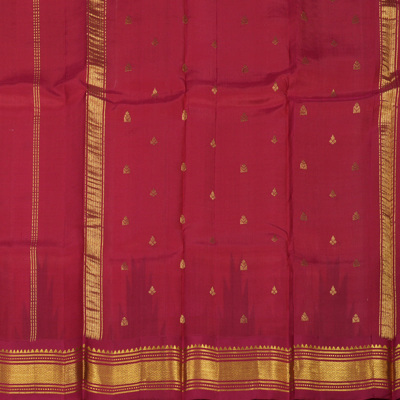Hayagrivas Handloom Milk White Kanjivaram Silk Saree with Maroon Border KBE982I1-3