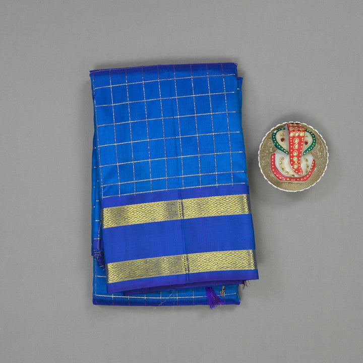 Hayagrivas Handloom Cobalt Blue Kanjivaram Silk Saree with Cobalt Blue Border KBE982I3-2