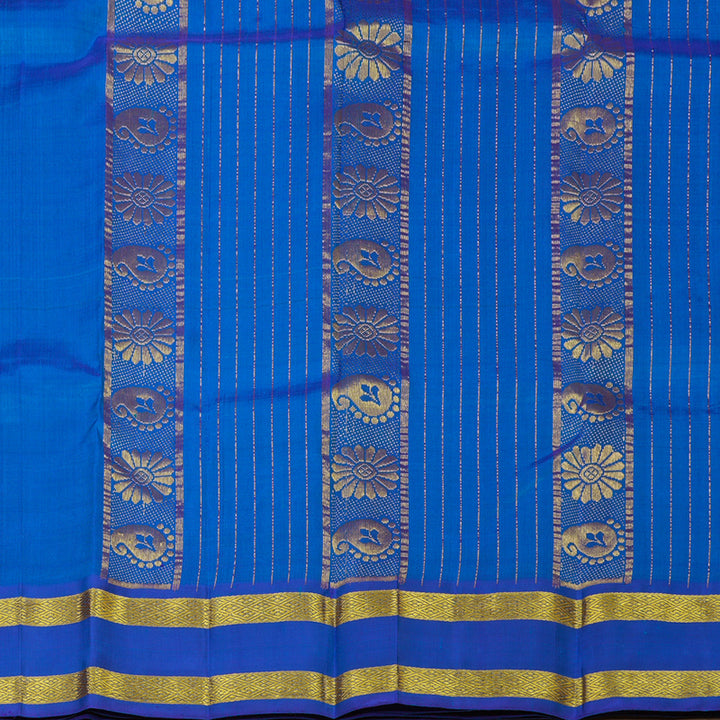 Hayagrivas Handloom Cobalt Blue Kanjivaram Silk Saree with Cobalt Blue Border KBE982I3-2