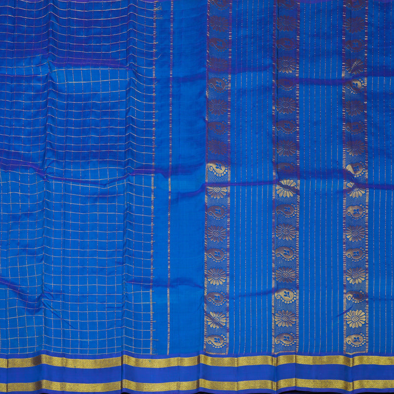 Hayagrivas Handloom Cobalt Blue Kanjivaram Silk Saree with Cobalt Blue Border KBE982I3-2