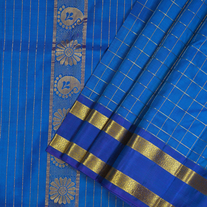 Hayagrivas Handloom Cobalt Blue Kanjivaram Silk Saree with Cobalt Blue Border KBE982I3-2