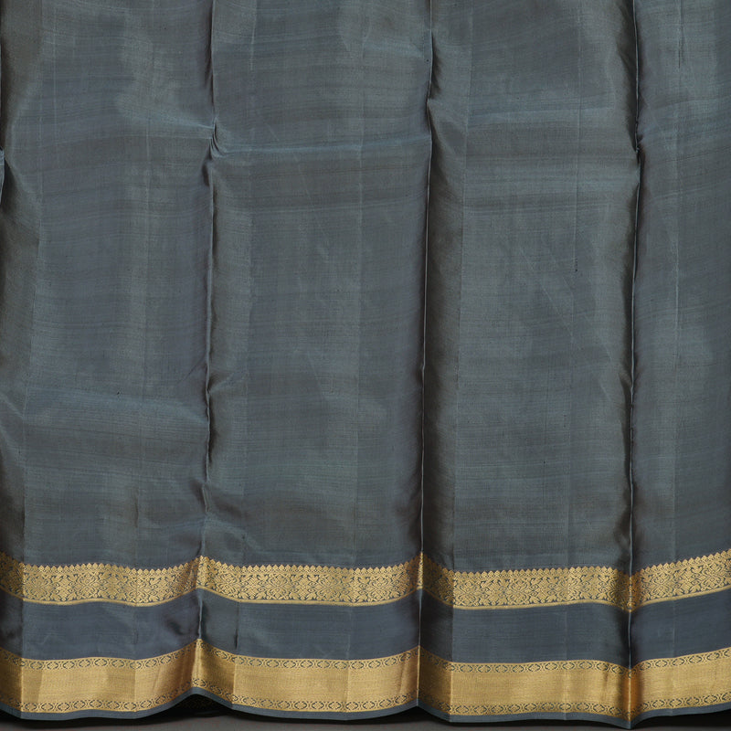 Hayagrivas Handloom Sandal Beige Kanjivaram Silk Saree with Dark Grey Border KBE983I17-4