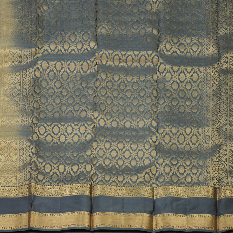 Hayagrivas Handloom Sandal Beige Kanjivaram Silk Saree with Dark Grey Border KBE983I17-4
