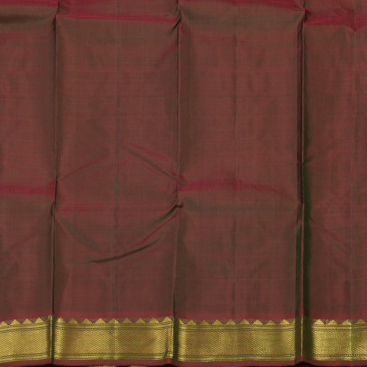 Hayagrivas Handloom Bottle Green Kanjivaram Silk Saree with Wine Brown Border KBE987I1-3