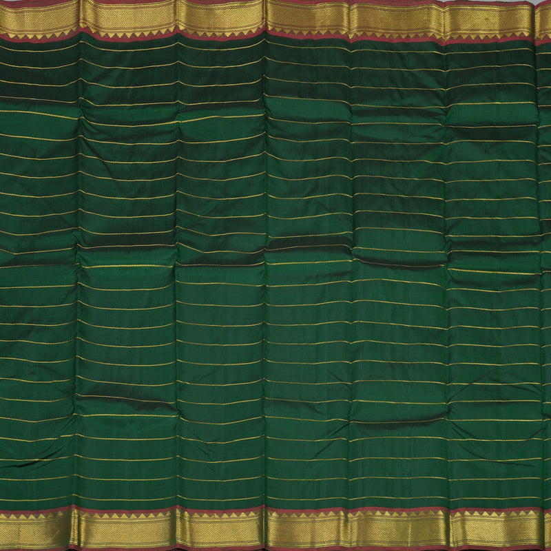 Hayagrivas Handloom Bottle Green Kanjivaram Silk Saree with Wine Brown Border KBE987I1-3