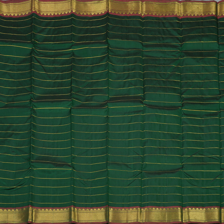 Hayagrivas Handloom Bottle Green Kanjivaram Silk Saree with Wine Brown Border KBE987I1-3