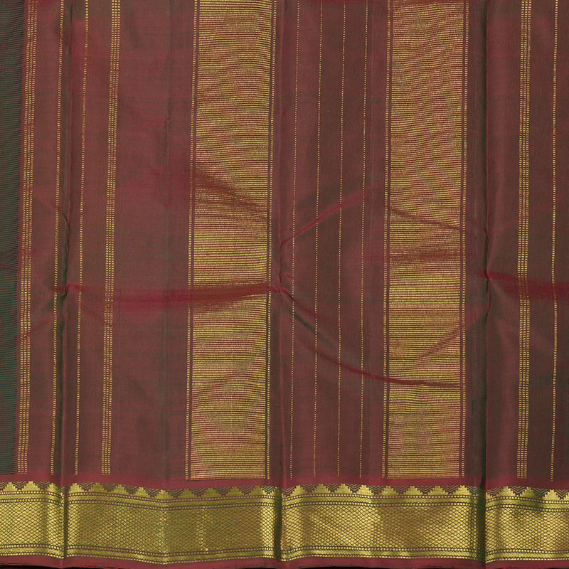 Hayagrivas Handloom Bottle Green Kanjivaram Silk Saree with Wine Brown Border KBE987I1-3