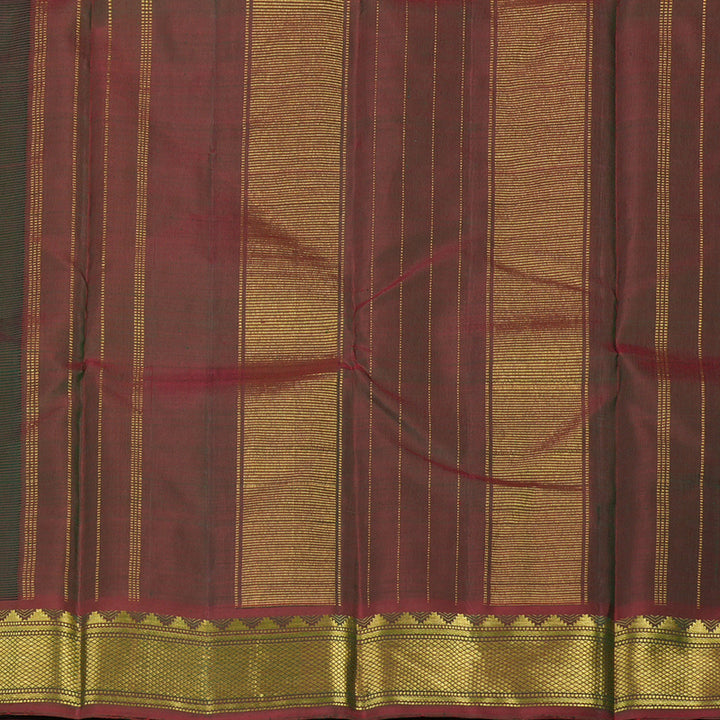 Hayagrivas Handloom Bottle Green Kanjivaram Silk Saree with Wine Brown Border KBE987I1-3