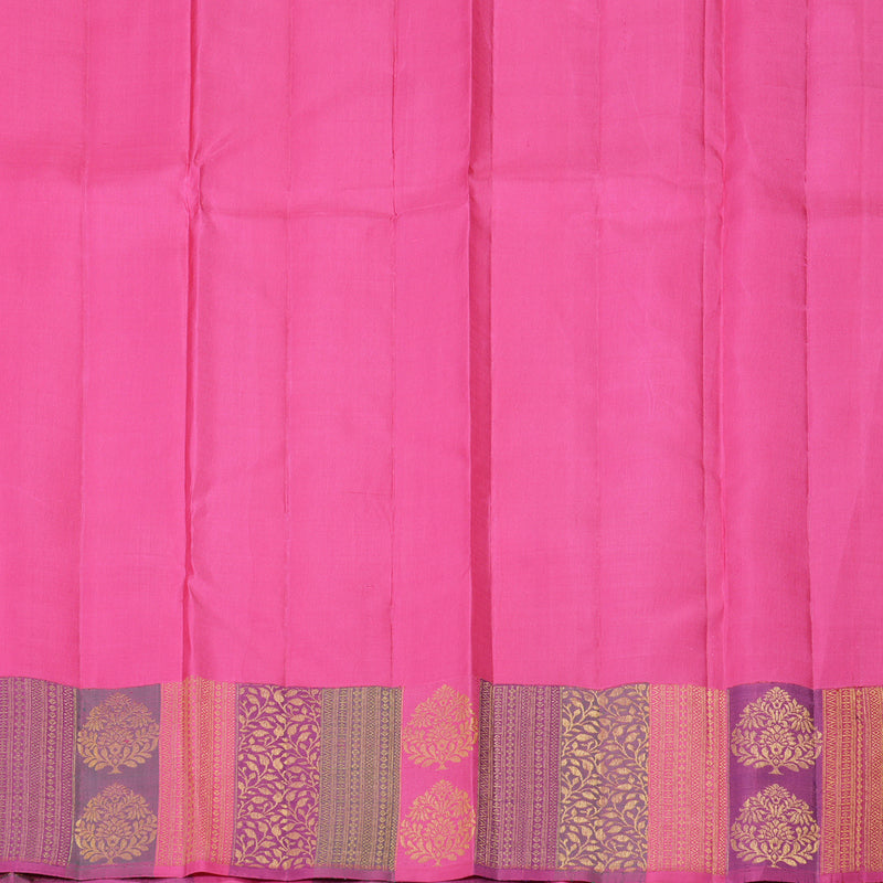 Hayagrivas Handlooom Lilac Kanjivaram Silk Saree with Bright Pink Border KBE987I6-1