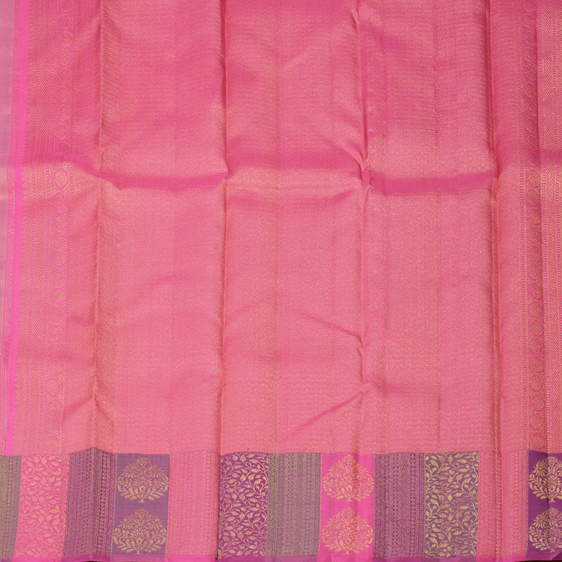 Hayagrivas Handlooom Lilac Kanjivaram Silk Saree with Bright Pink Border KBE987I6-1