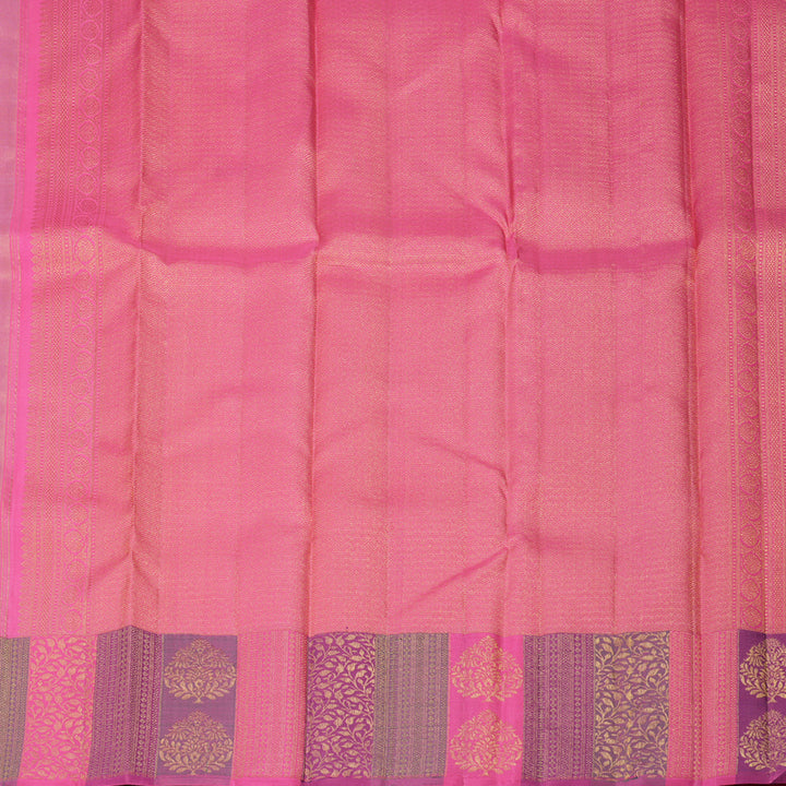 Hayagrivas Handlooom Lilac Kanjivaram Silk Saree with Bright Pink Border KBE987I6-1