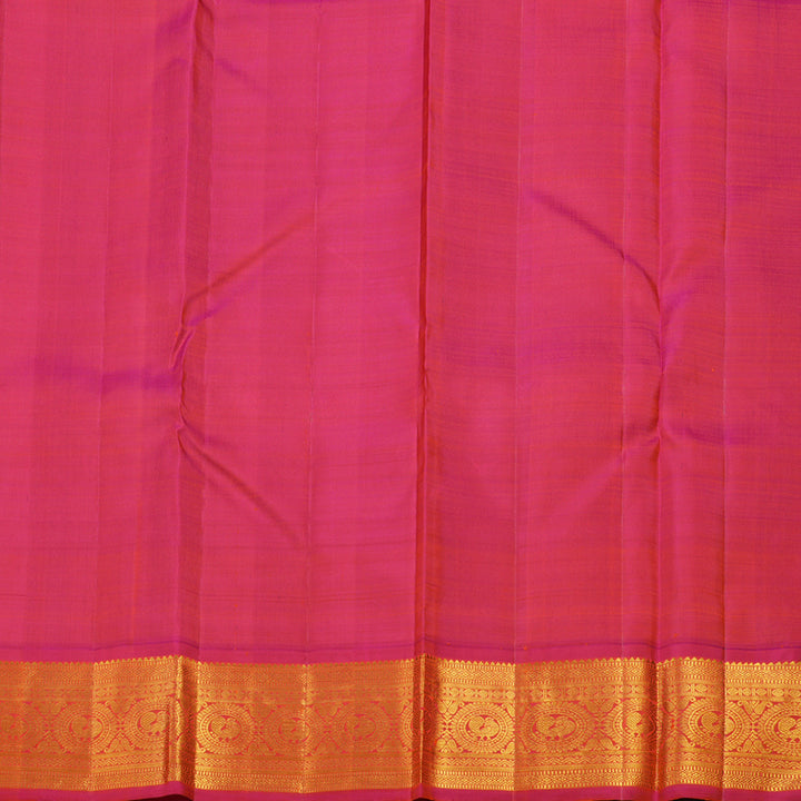Hayagrivas Handloom Black Kanjivaram Silk Saree with Rani Pink Border KBE988I1-1