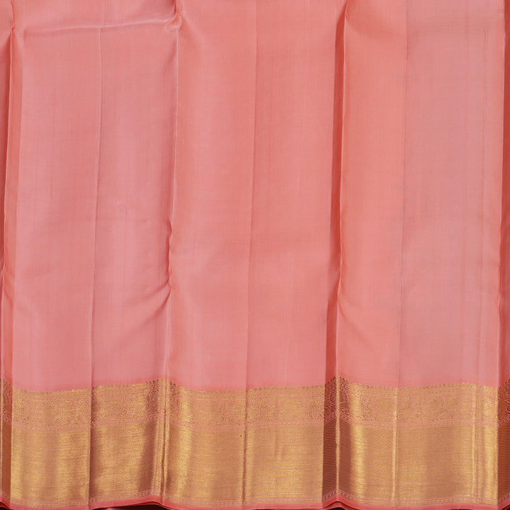 Hayagrivas Handloom Kanjivaram Purple Silk Saree with Pastel Peach Border KBE989I6-1