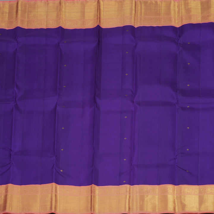 Hayagrivas Handloom Kanjivaram Purple Silk Saree with Pastel Peach Border KBE989I6-1