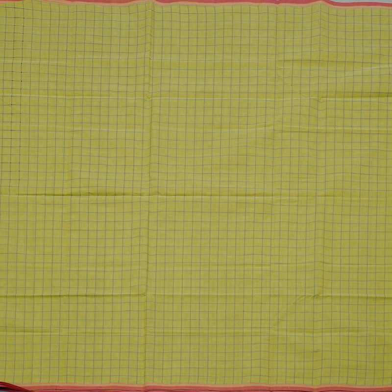 Hayagrivas Handloom Cotton Saree in Refreshing Lemon Toned Green KBE98D10-1