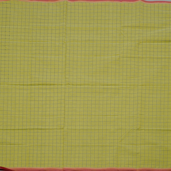 Hayagrivas Handloom Cotton Saree in Refreshing Lemon Toned Green KBE98D10-1