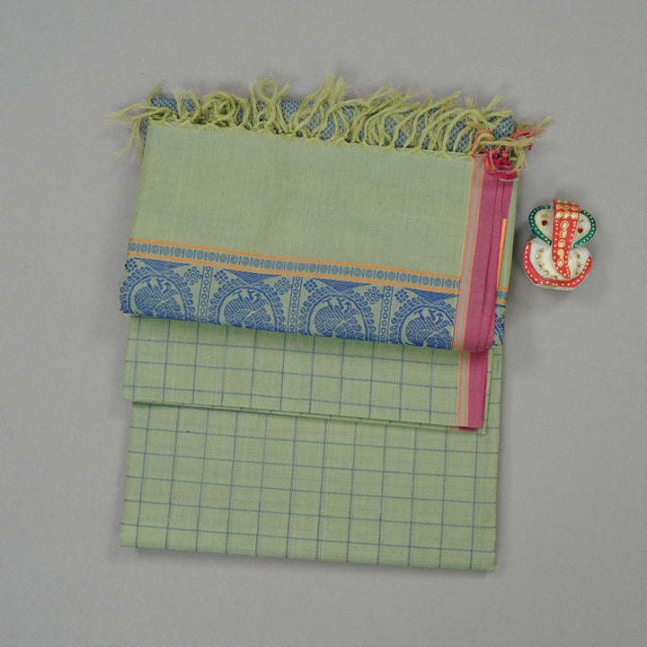 Hayagrivas Handloom Pure Cotton Saree in Gentle Light Pastel Green KBE98D10-2