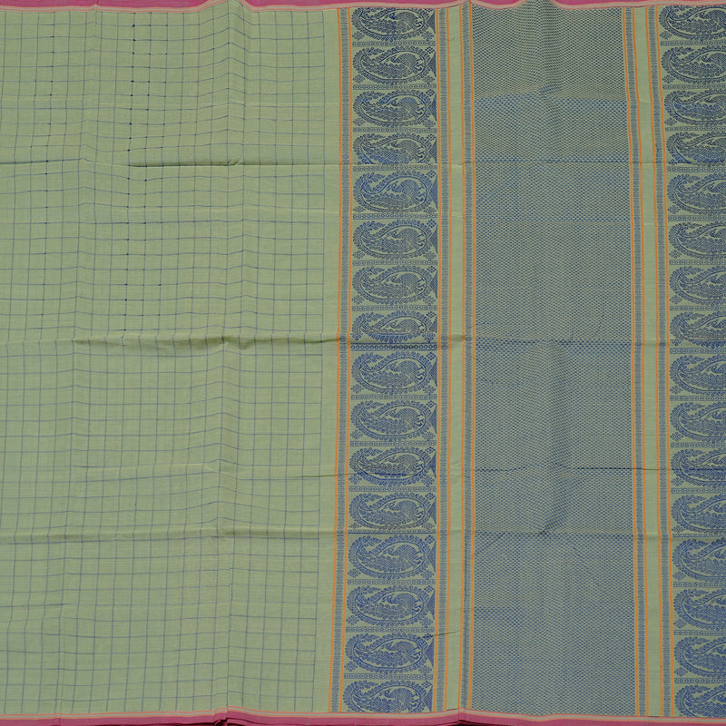 Hayagrivas Handloom Pure Cotton Saree in Gentle Light Pastel Green KBE98D10-2