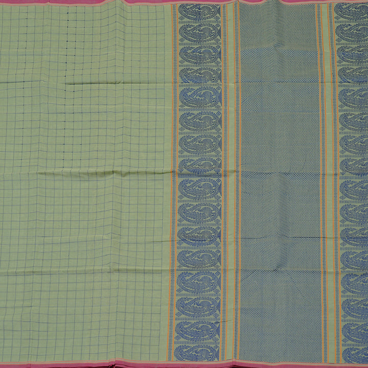 Hayagrivas Handloom Pure Cotton Saree in Gentle Light Pastel Green KBE98D10-2