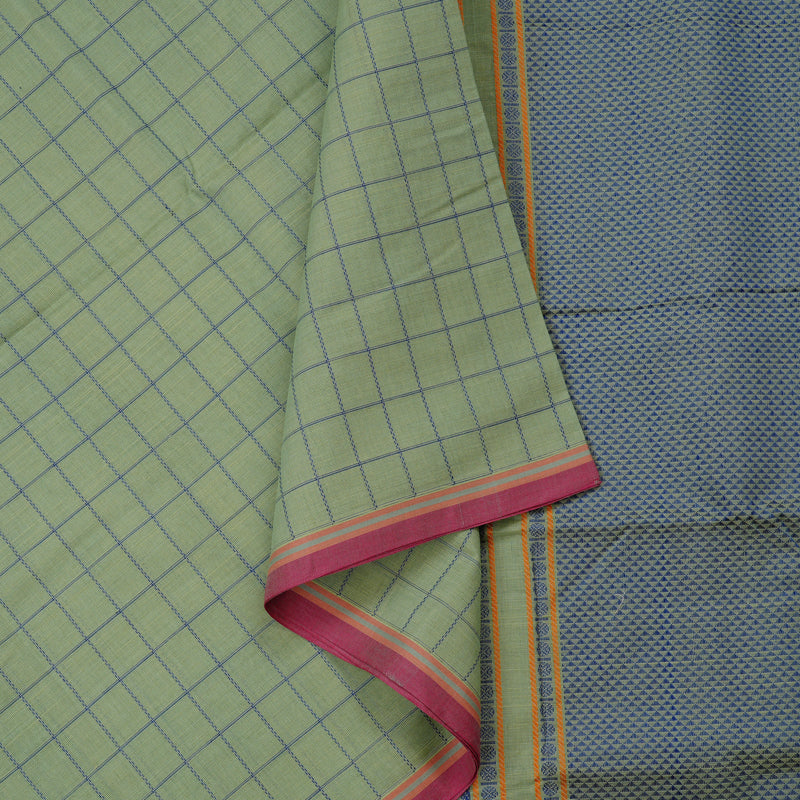 Hayagrivas Handloom Pure Cotton Saree in Gentle Light Pastel Green KBE98D10-2