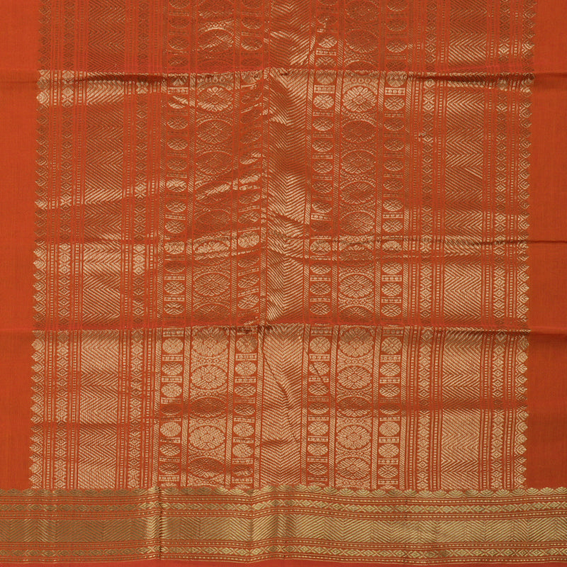 Hayagrivas Handloom Pure Cotton Saree in Vivid Orange KBE98D11-5