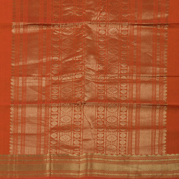 Hayagrivas Handloom Pure Cotton Saree in Vivid Orange KBE98D11-5