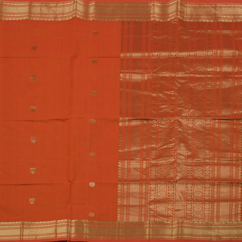 Hayagrivas Handloom Pure Cotton Saree in Vivid Orange KBE98D11-5