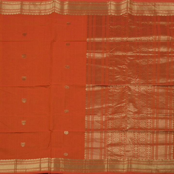 Hayagrivas Handloom Pure Cotton Saree in Vivid Orange KBE98D11-5