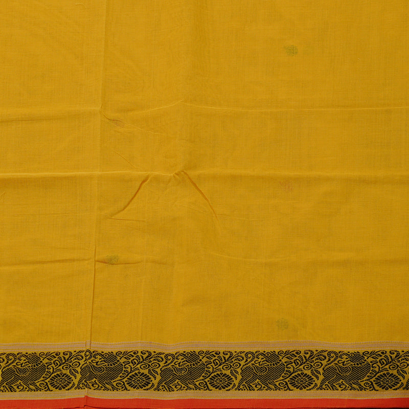 Hayagrivas Handloom Pure Cotton Saree in a Muted Mustard Yellow KBE98D5-1