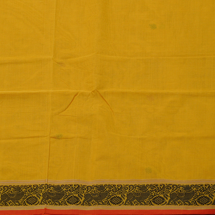 Hayagrivas Handloom Pure Cotton Saree in a Muted Mustard Yellow KBE98D5-1
