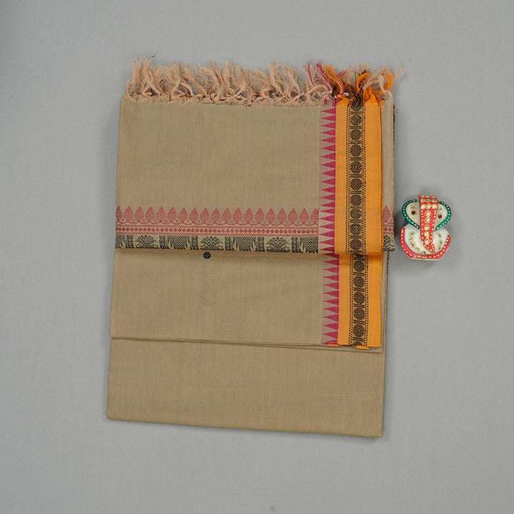 Hayagrivas Handloom Pure Cotton Saree in Soothing Sandal KBE98D6-2