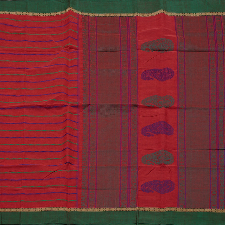 Hayagrivas Handloom Pure Cotton Saree in Regal Maroon KBE98D7-1